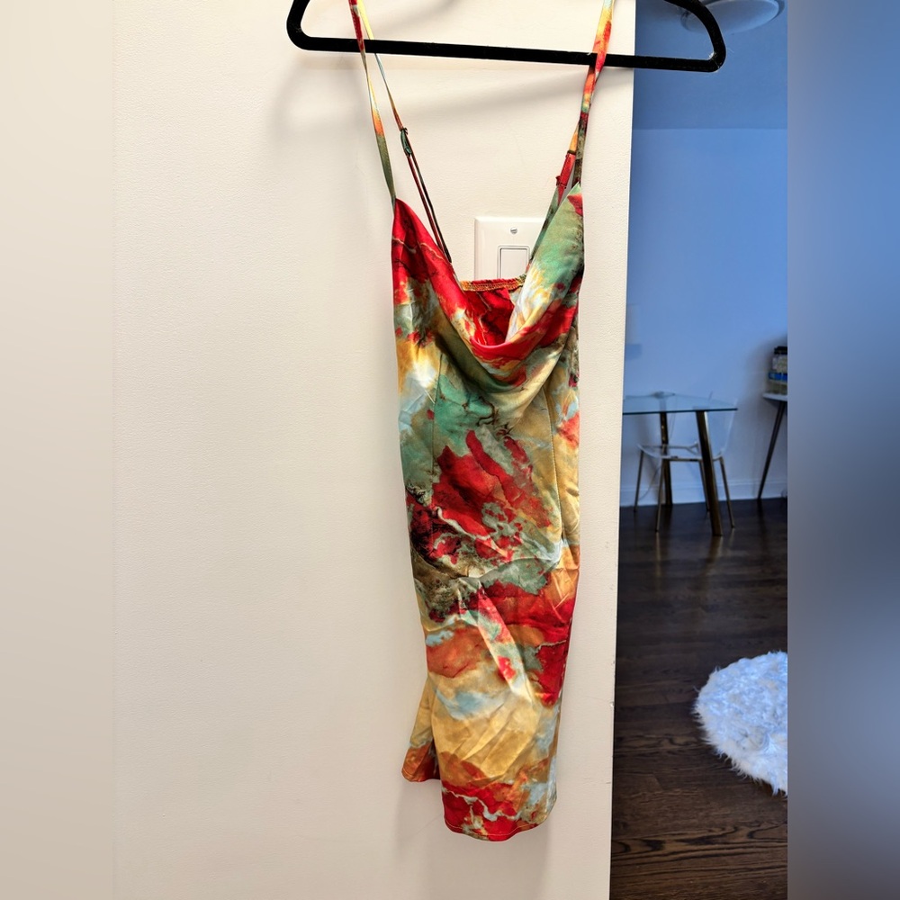 NAANAA Watercolor Tye Dye Marble Print Mini Dress - Picture 3 of 8